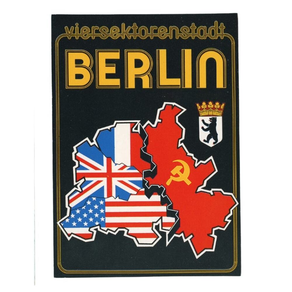 Vintage Berlin Cold War Postcard Divided City Map Hardenberger Verlag Unused